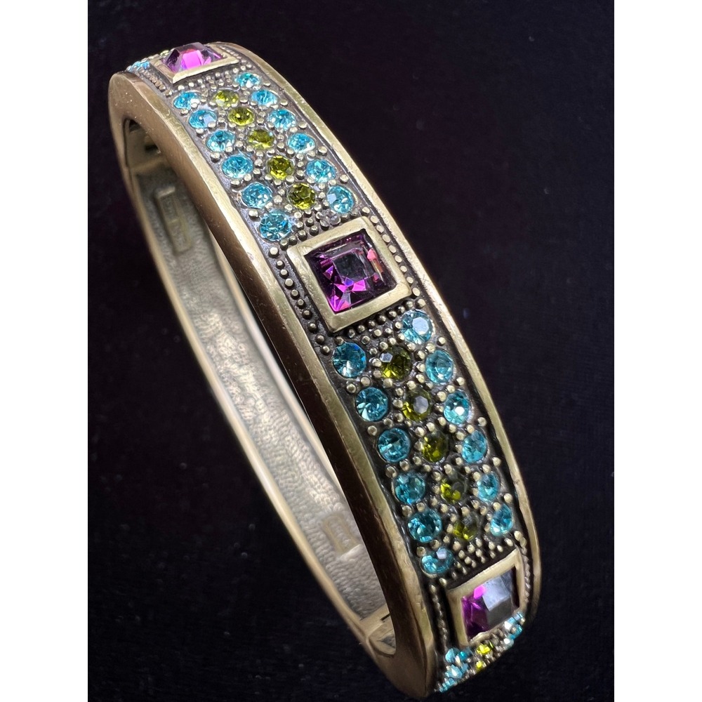 Heidi Daus Everyday Elegance Bronze Swarovski Crystal Hinged Bangle Signed LNWOT